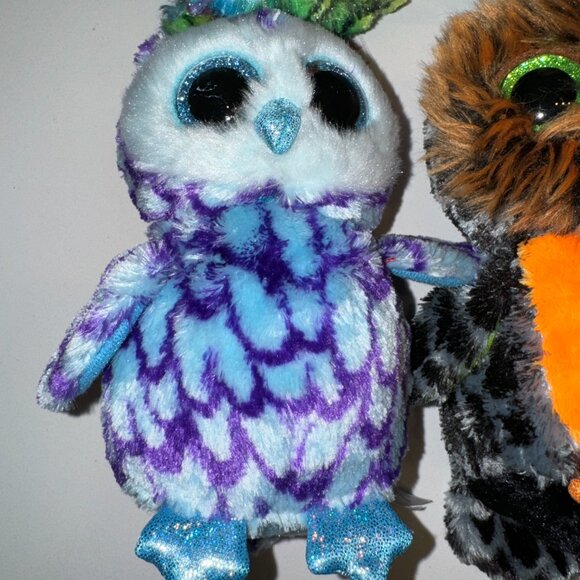 LOT of 6 TY Beanies OWLs Birds - Picture 6 of 9